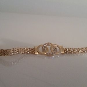 Gold-tone Linked Circles Bracelet with Stones